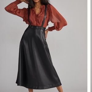 Anthropologie Black Suspender Skirt